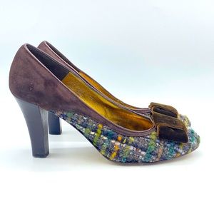 Coach Tweed & Suede Heels